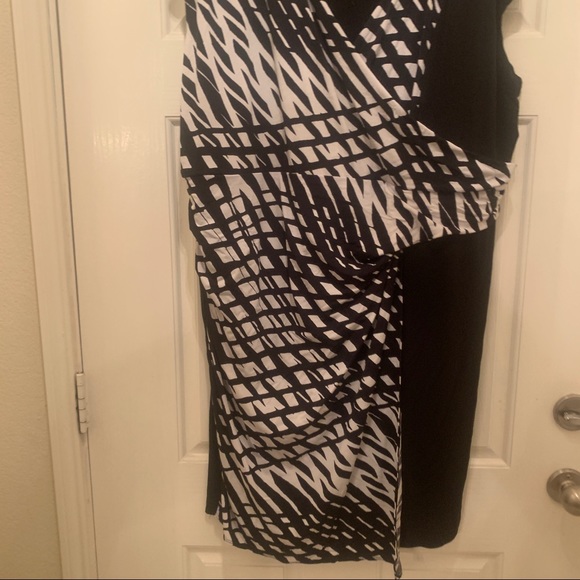 Black and White Faux Wrap Dress - Picture 2 of 3